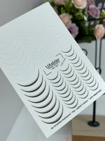 French Tip Nail Decals — White & Black Outline Curved Tips | NC-091