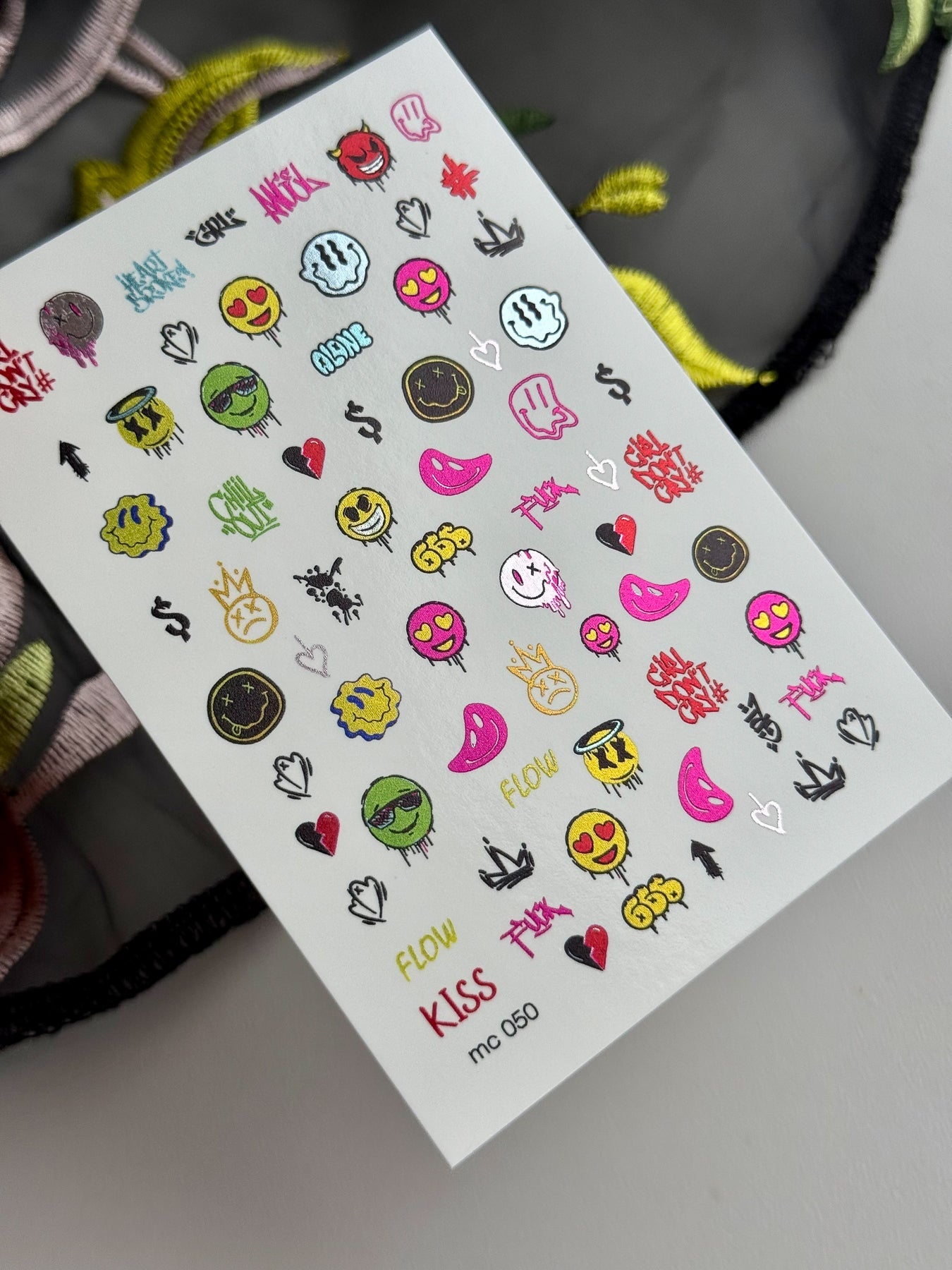 Smiley Face Nail Decals — Drip Faces, Crowns & Graffiti | MC-050 - UASLIDER