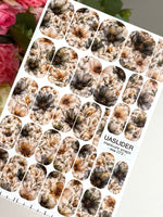 Smoky Floral Manicure Wraps — Charcoal & Beige Flowers | mw-073 - UASLIDER