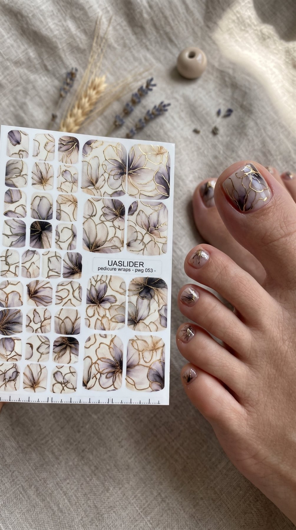 Smoky Floral Pedicure Wraps — Gold Foil | pwg-053 - UASLIDER
