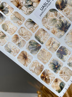 Smoky Green Floral Pedicure Wraps — Gold Foil Blooms | pwg-072 - UASLIDER