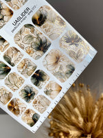 Smoky Green Floral Pedicure Wraps — Gold Foil Blooms | pwg-072 - UASLIDER