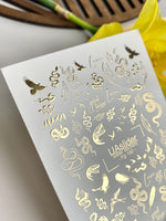Snake & Bird Nail Decals — Gold Foil Wildlife Mix | Fg - 192 - UASLIDER