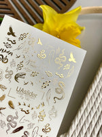 Snake & Bird Nail Decals — Gold Foil Wildlife Mix | Fg - 192 - UASLIDER