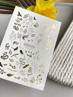 Snake & Bird Nail Decals — Gold Foil Wildlife Mix | Fg - 192 - UASLIDER