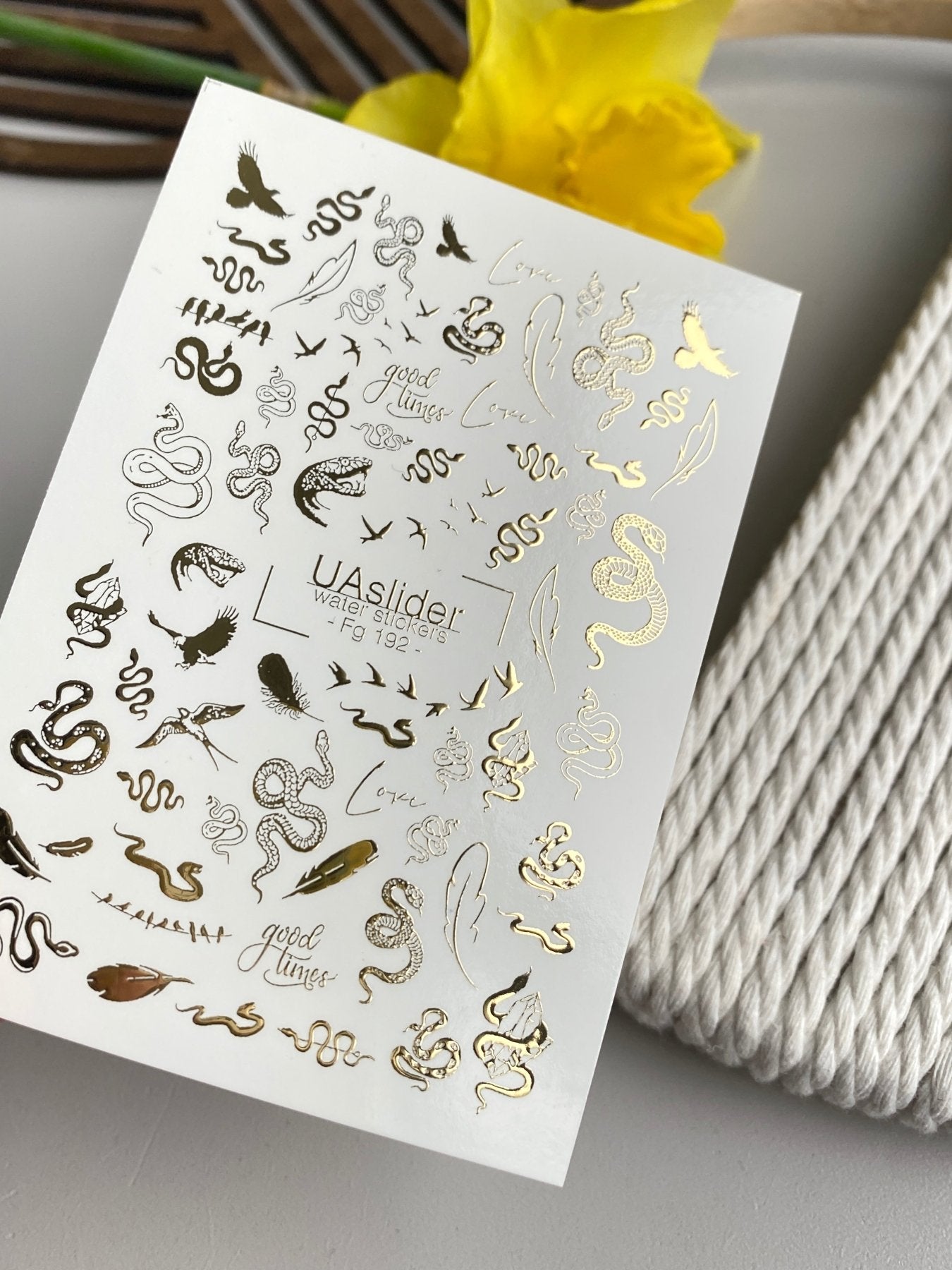 Snake & Bird Nail Decals — Gold Foil Wildlife Mix | Fg - 192 - UASLIDER
