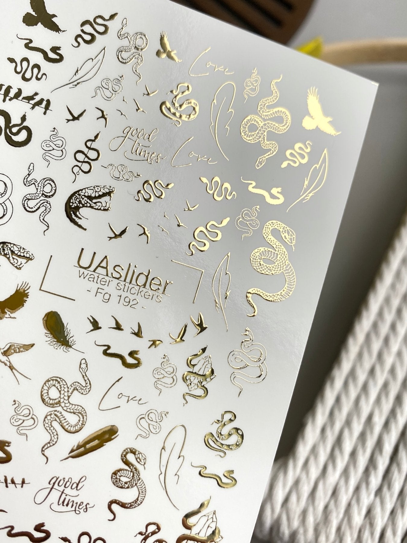 Snake & Bird Nail Decals — Gold Foil Wildlife Mix | Fg - 192 - UASLIDER