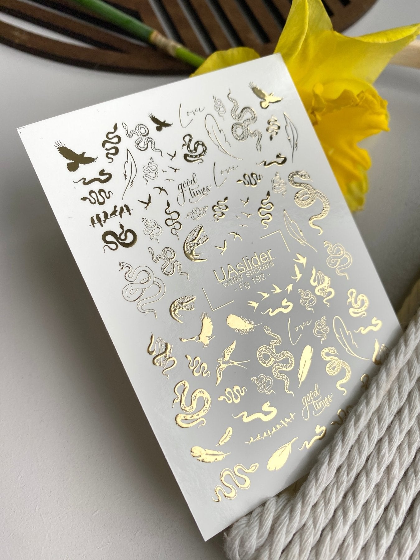 Snake & Bird Nail Decals — Gold Foil Wildlife Mix | Fg - 192 - UASLIDER