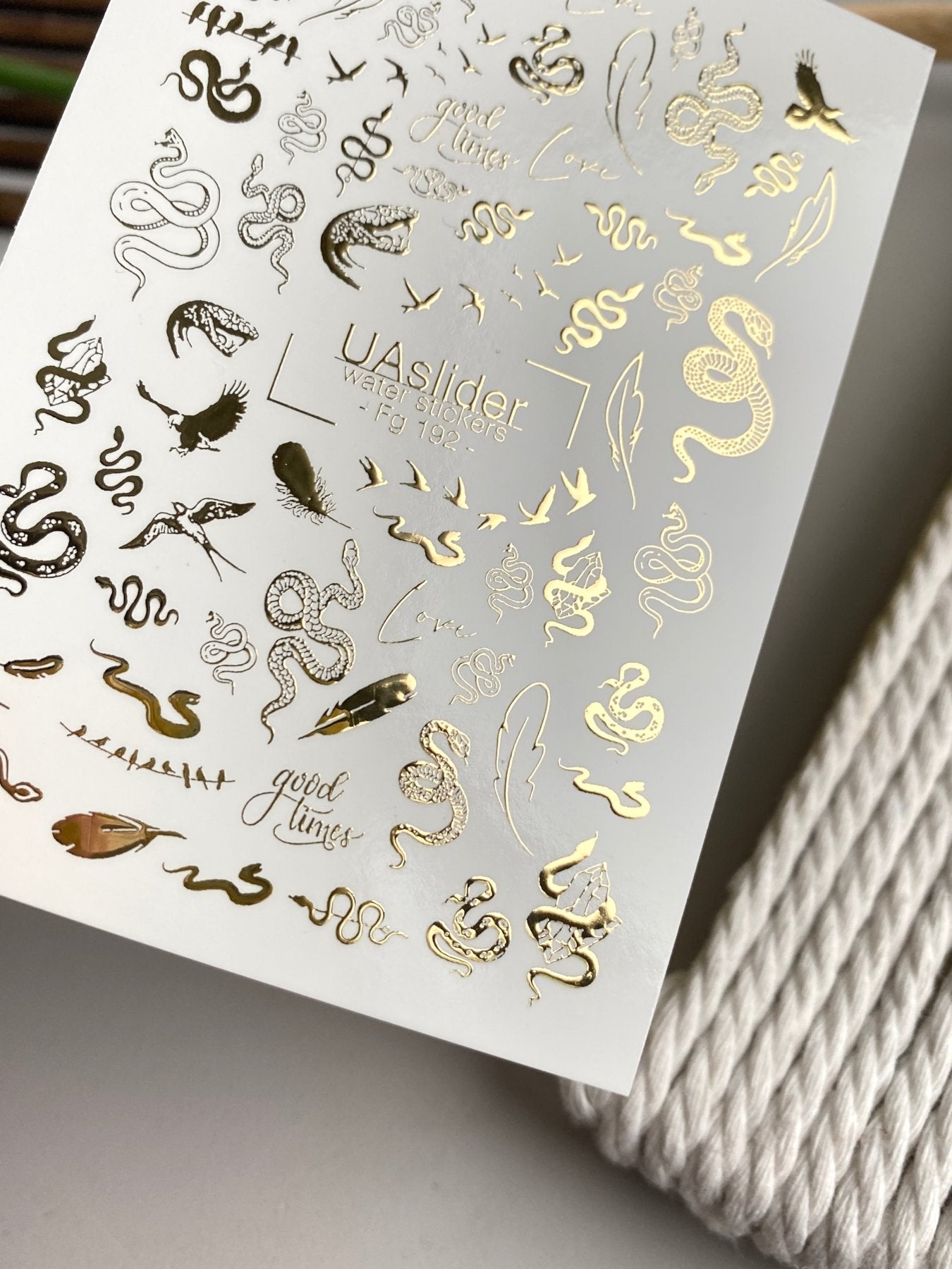 Snake & Bird Nail Decals — Gold Foil Wildlife Mix | Fg - 192 - UASLIDER