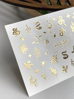 Snake Nail Decals — Gold Foil Serpents & Stars | Fg - 194 - UASLIDER