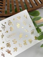 Snake Nail Decals — Gold Foil Serpents & Stars | Fg - 194 - UASLIDER