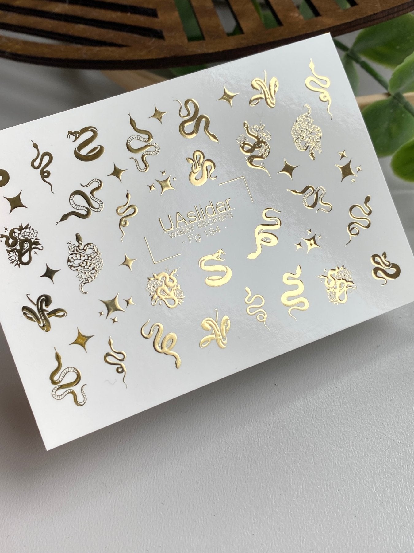 Snake Nail Decals — Gold Foil Serpents & Stars | Fg - 194 - UASLIDER