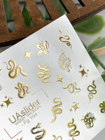 Snake Nail Decals — Gold Foil Serpents & Stars | Fg - 194 - UASLIDER