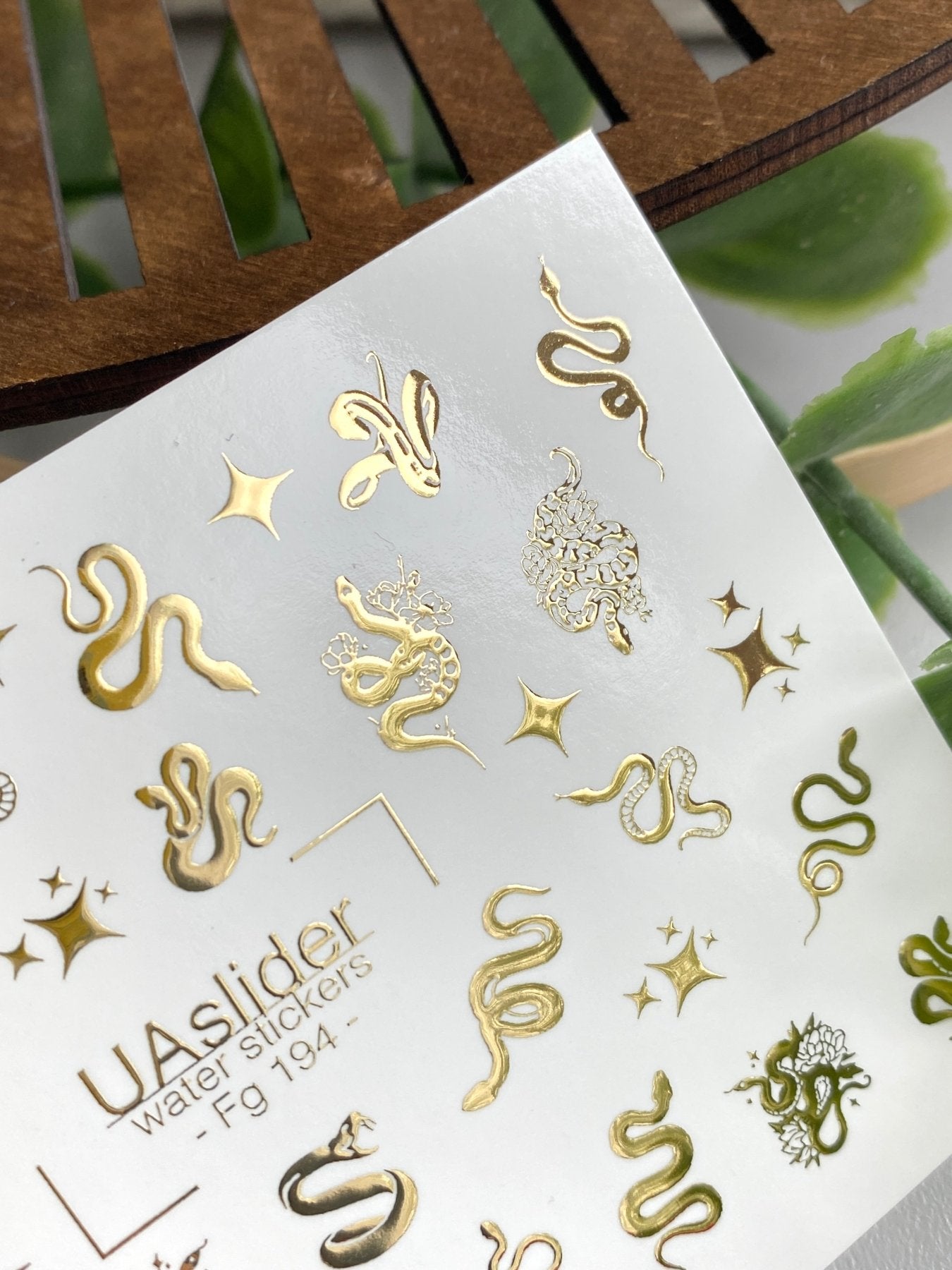 Snake Nail Decals — Gold Foil Serpents & Stars | Fg - 194 - UASLIDER