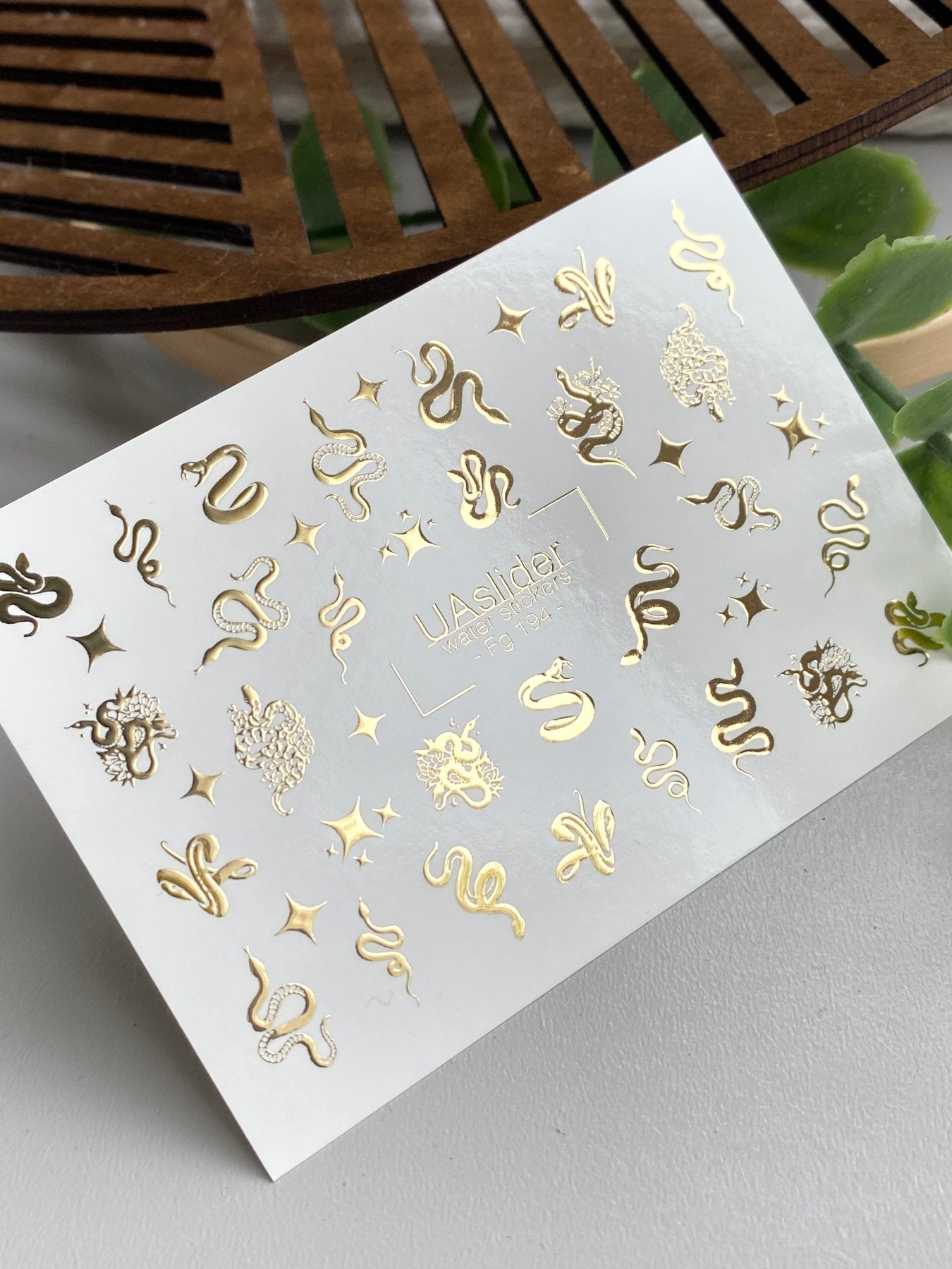 Snake Nail Decals — Gold Foil Serpents & Stars | Fg - 194 - UASLIDER