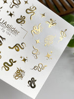 Snake Nail Decals — Gold Foil Serpents & Stars | Fg - 194 - UASLIDER