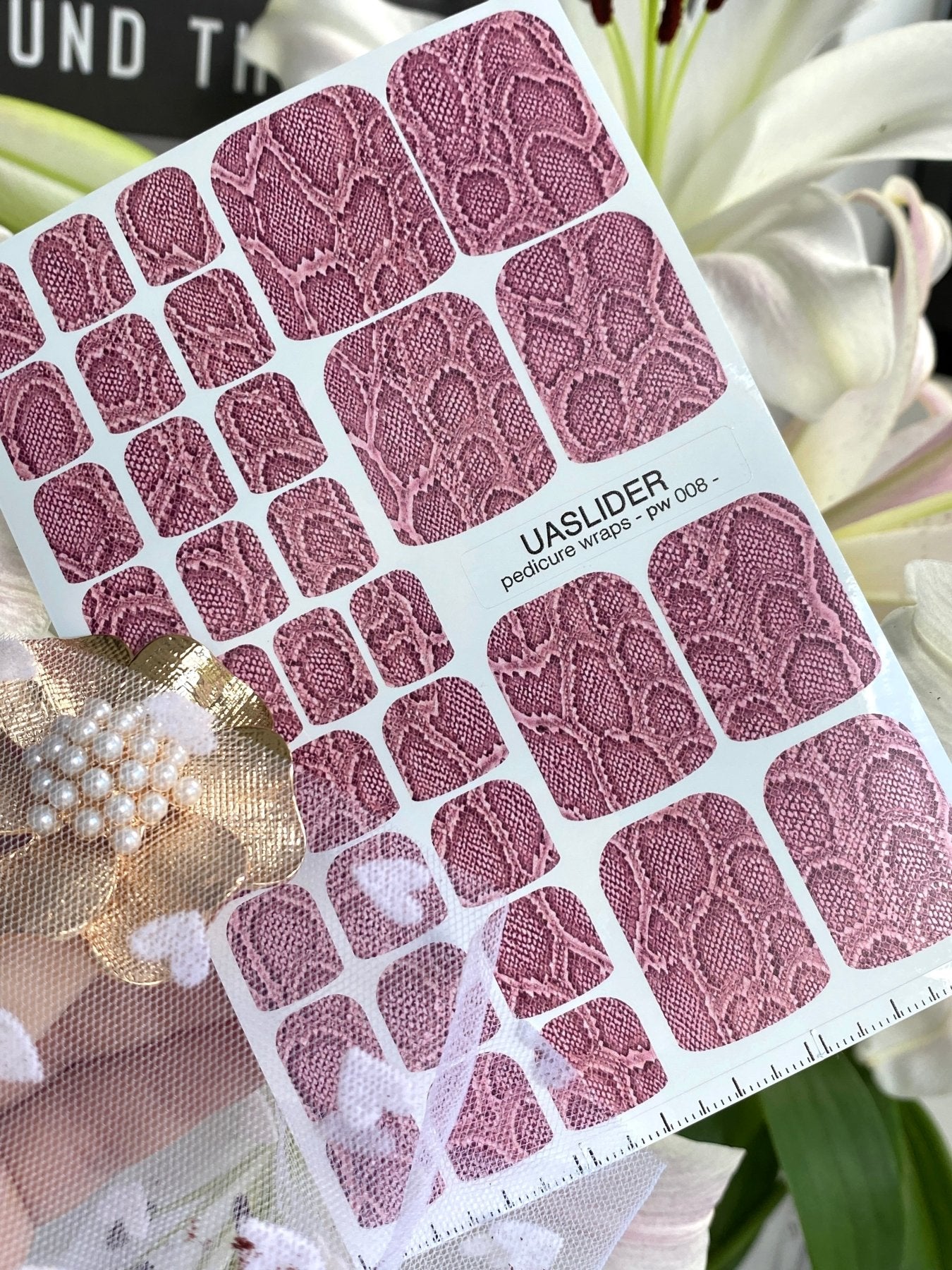 Snake Skin Pedicure Nail Wraps — Dusty Rose Python Texture | PW-008 - UASLIDER