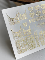 Snakeskin Moon Nail Decals — Gold Foil Hearts & Crescents | Fg - 193 - UASLIDER