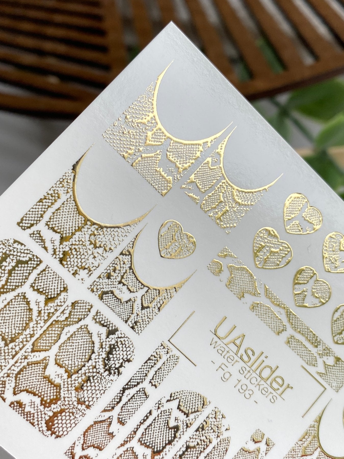 Snakeskin Moon Nail Decals — Gold Foil Hearts & Crescents | Fg - 193 - UASLIDER