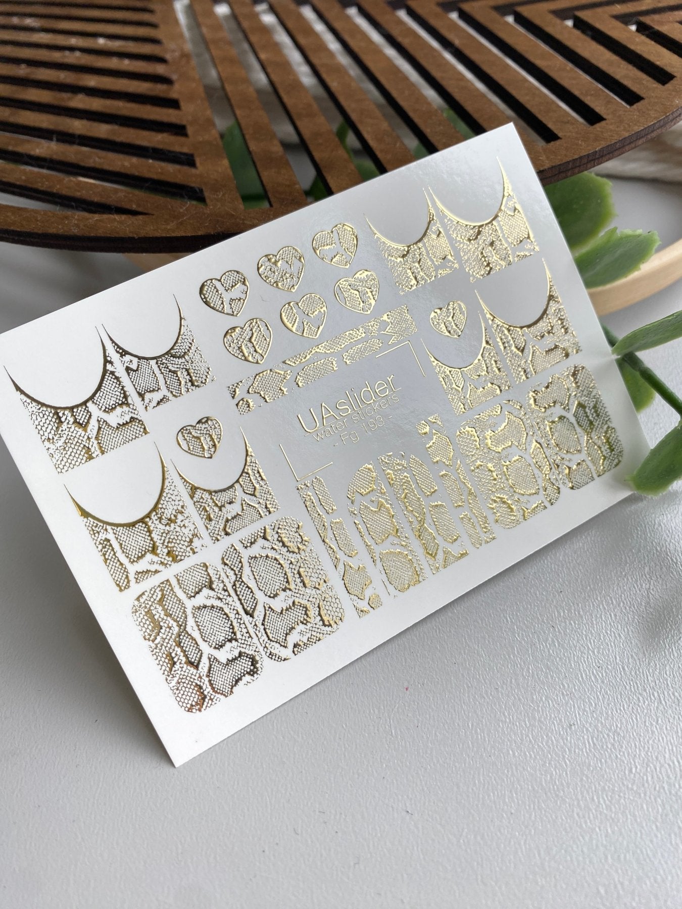 Snakeskin Moon Nail Decals — Gold Foil Hearts & Crescents | Fg - 193 - UASLIDER