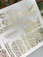 Snakeskin Moon Nail Decals — Gold Foil Hearts & Crescents | Fg - 193 - UASLIDER