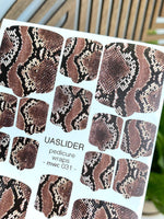 Snakeskin Pedicure Nail Wraps — Brown Python Print | MWC-031 - UASLIDER