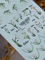 Snowdrop Nail Decals — Spring Botanicals, Silver Foil & Script | CF - 836 - UASLIDER
