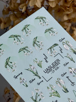 Snowdrop Nail Decals — Spring Botanicals, Silver Foil & Script | CF - 836 - UASLIDER