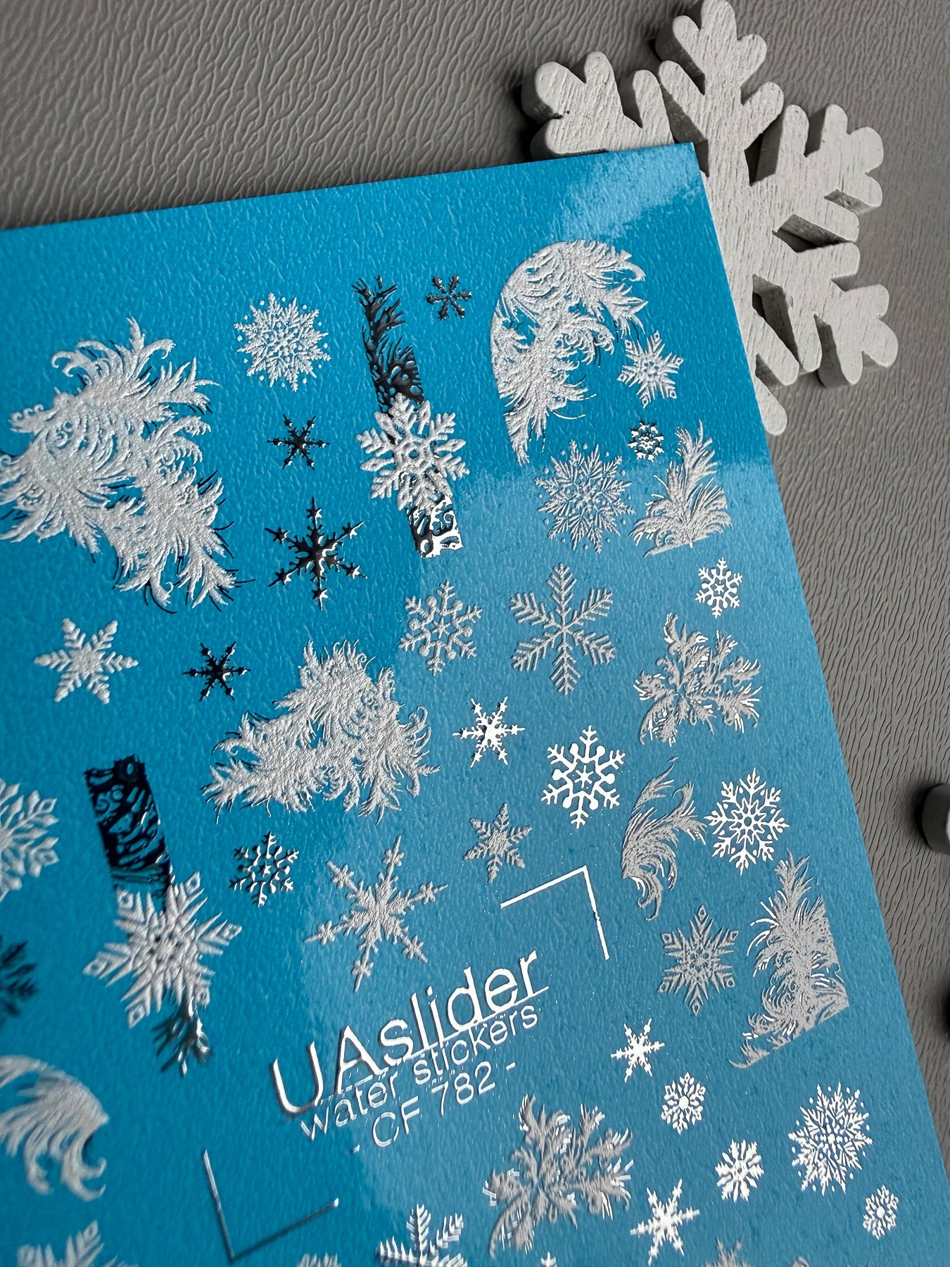 Snowflake & Frost Nail Decals — Silver Foil Winter Art | CF - 782 - UASLIDER