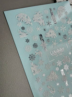 Snowflake & Frost Nail Decals — Silver Foil Winter Art | CF - 782 - UASLIDER