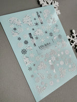 Snowflake & Frost Nail Decals — Silver Foil Winter Art | CF - 782 - UASLIDER