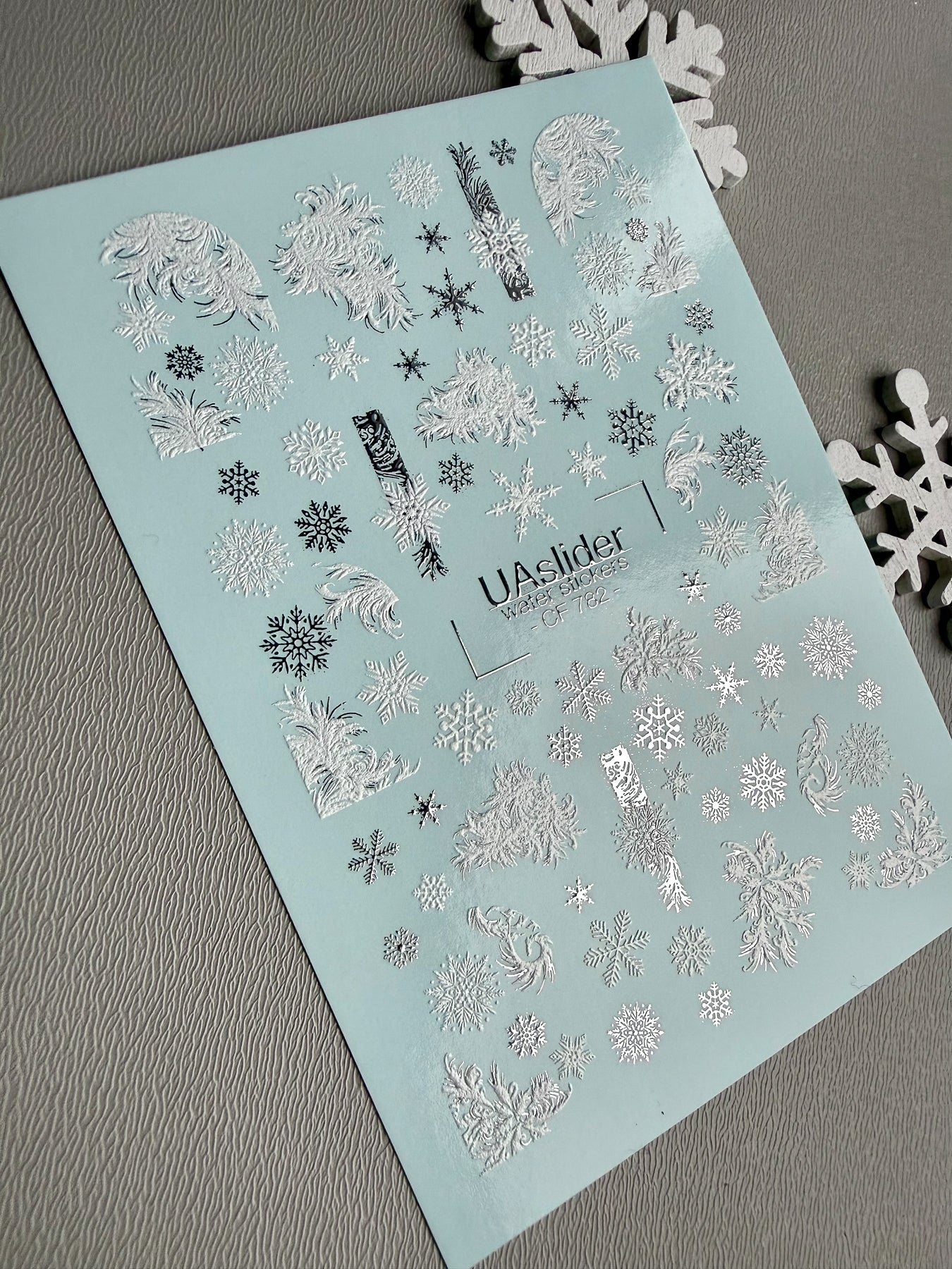 Snowflake & Frost Nail Decals — Silver Foil Winter Art | CF - 782 - UASLIDER