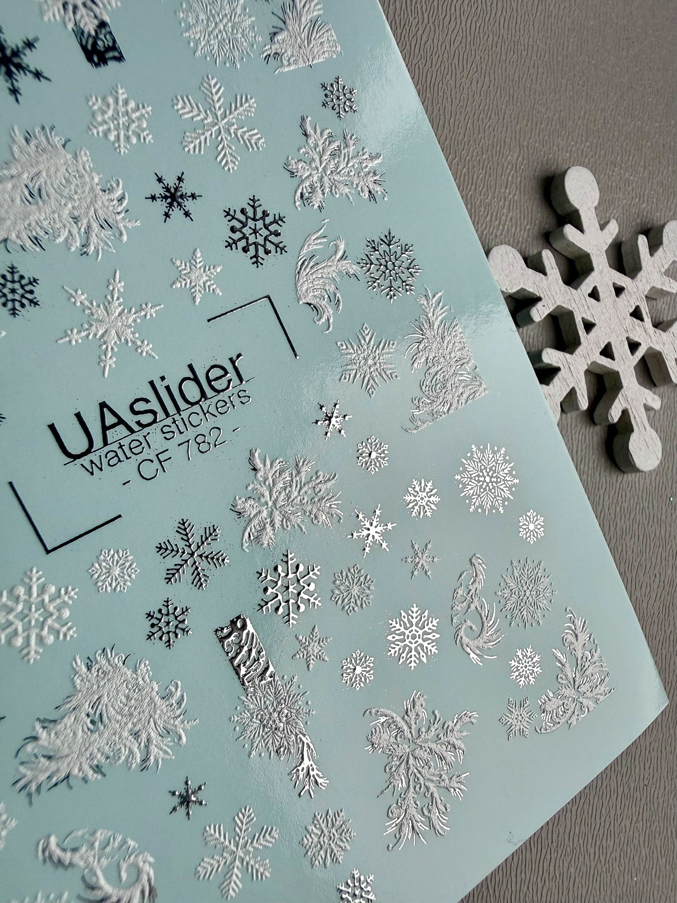 Snowflake & Frost Nail Decals — Silver Foil Winter Art | CF - 782 - UASLIDER