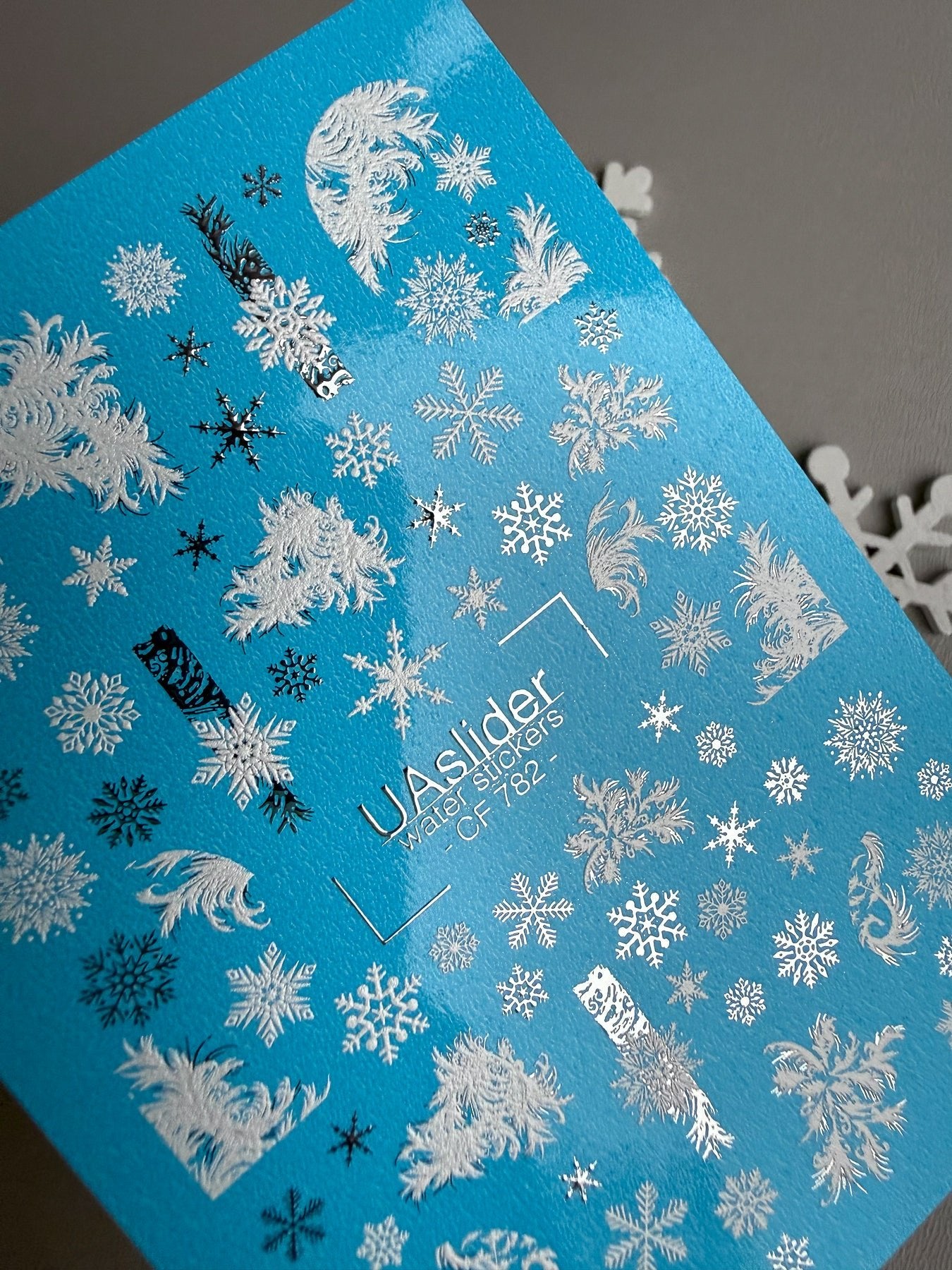 Snowflake & Frost Nail Decals — Silver Foil Winter Art | CF - 782 - UASLIDER