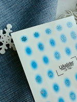 Snowflake Glow Nail Decals — Blue Gradient Silver Foil | CF - 792 - UASLIDER