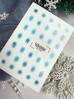 Snowflake Glow Nail Decals — Blue Gradient Silver Foil | CF - 792 - UASLIDER