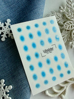 Snowflake Glow Nail Decals — Blue Gradient Silver Foil | CF - 792 - UASLIDER