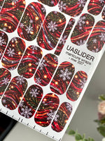 Snowflake Manicure Wraps — Red Christmas Swirls | mw-337 - UASLIDER