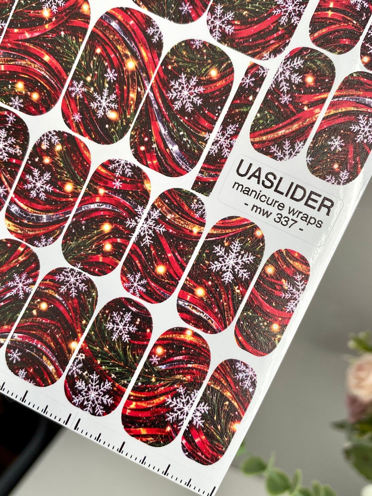 Snowflake Manicure Wraps — Red Christmas Swirls | mw-337 - UASLIDER