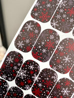 Snowflake Manicure Wraps — Red & White on Black | mw-331 - UASLIDER