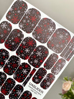 Snowflake Manicure Wraps — Red & White on Black | mw-331 - UASLIDER