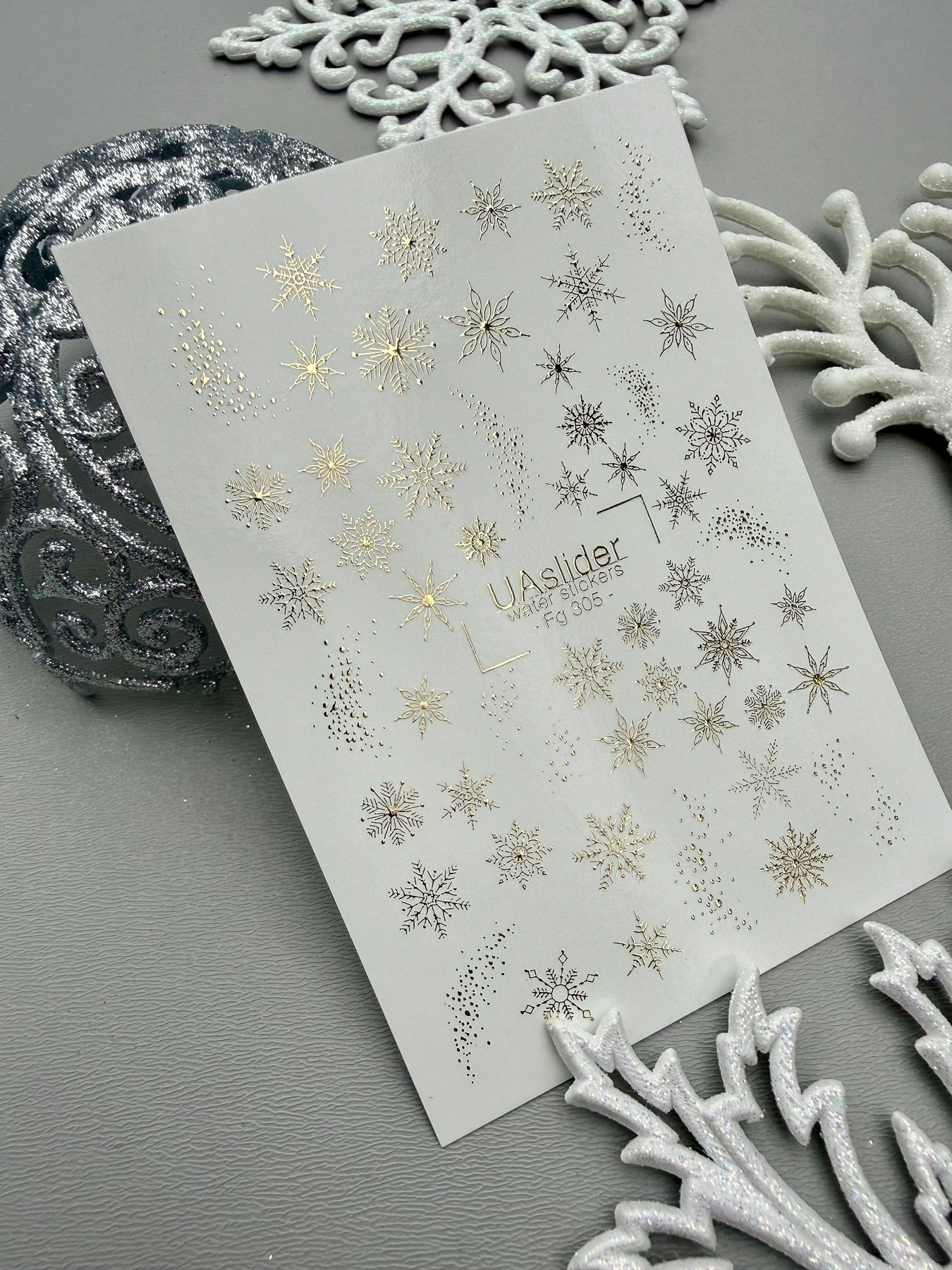 Snowflake Nail Decals — Gold Foil Winter Snowflakes | Fg-305 - UASLIDER