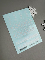 Snowflake Nail Decals — White Winter Snowflakes on Blue | 768 - UASLIDER