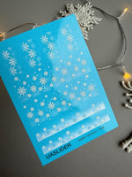 Snowflake Nail Decals — White Winter Snowflakes on Blue | 768 - UASLIDER