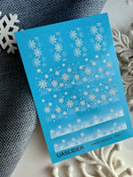 Snowflake Nail Decals — White Winter Snowflakes on Blue | 768 - UASLIDER