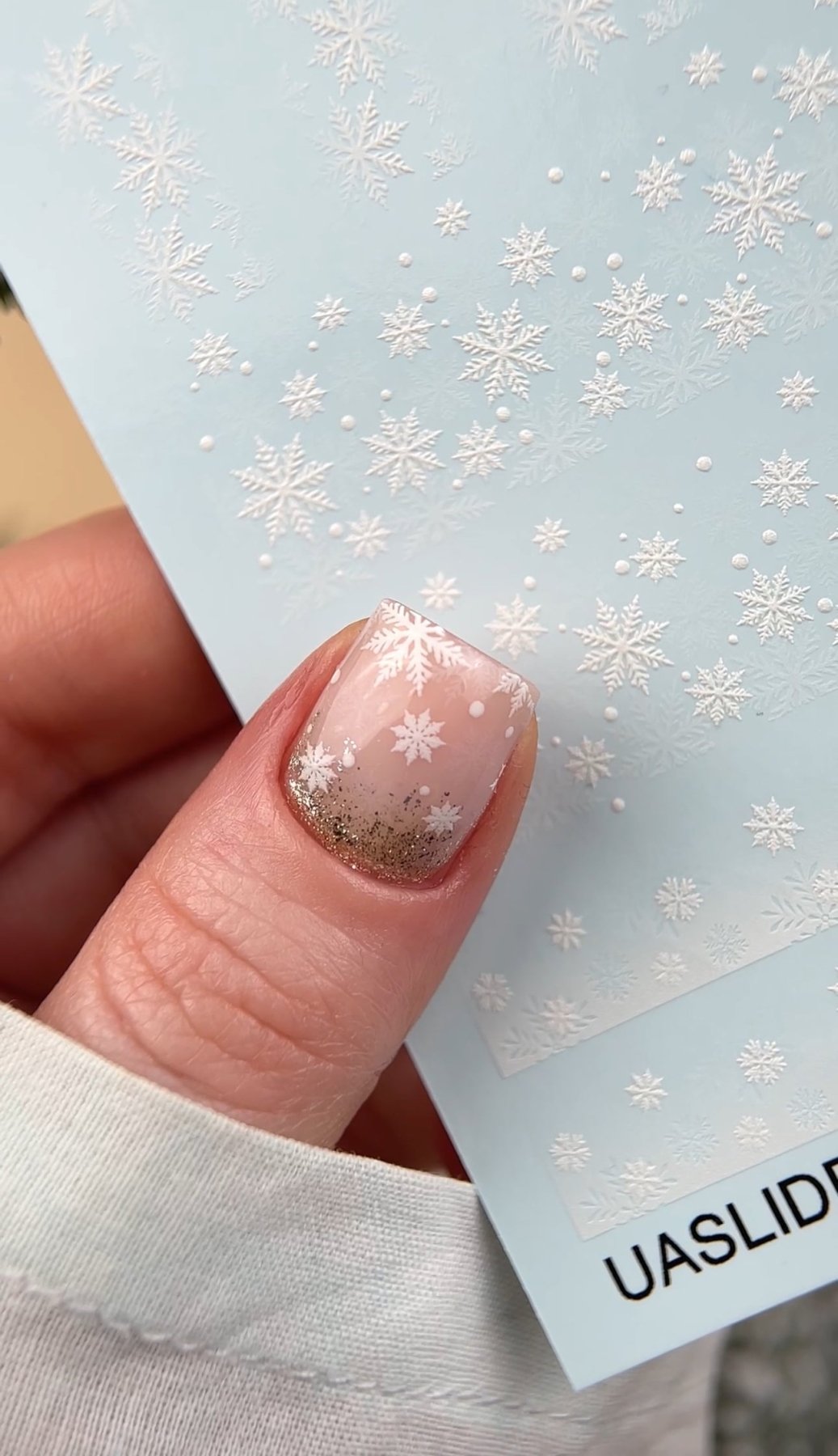 Snowflake Nail Decals — White Winter Snowflakes on Blue | 768 - UASLIDER
