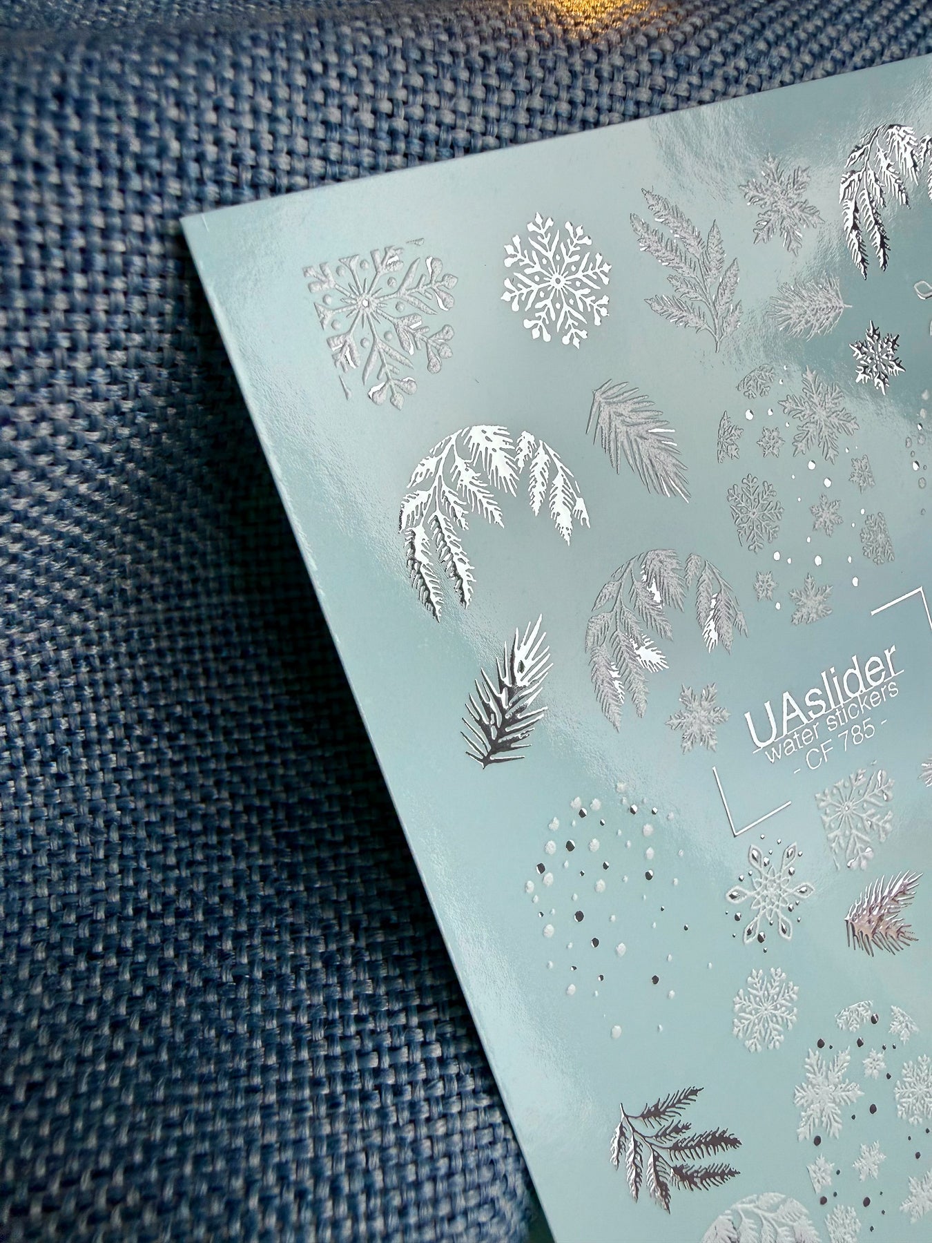 Snowflake & Pine Branch Nail Decals — Silver Foil Winter | CF - 785 - UASLIDER