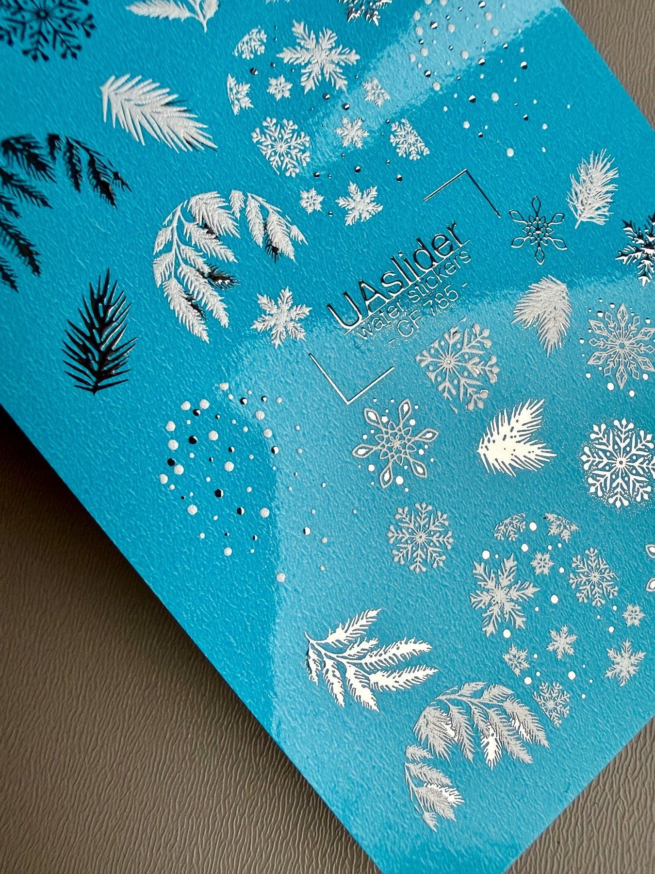 Snowflake & Pine Branch Nail Decals — Silver Foil Winter | CF - 785 - UASLIDER