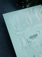 Snowflake & Ribbon Wave Nail Decals — Silver Foil Winter | CF - 784 - UASLIDER