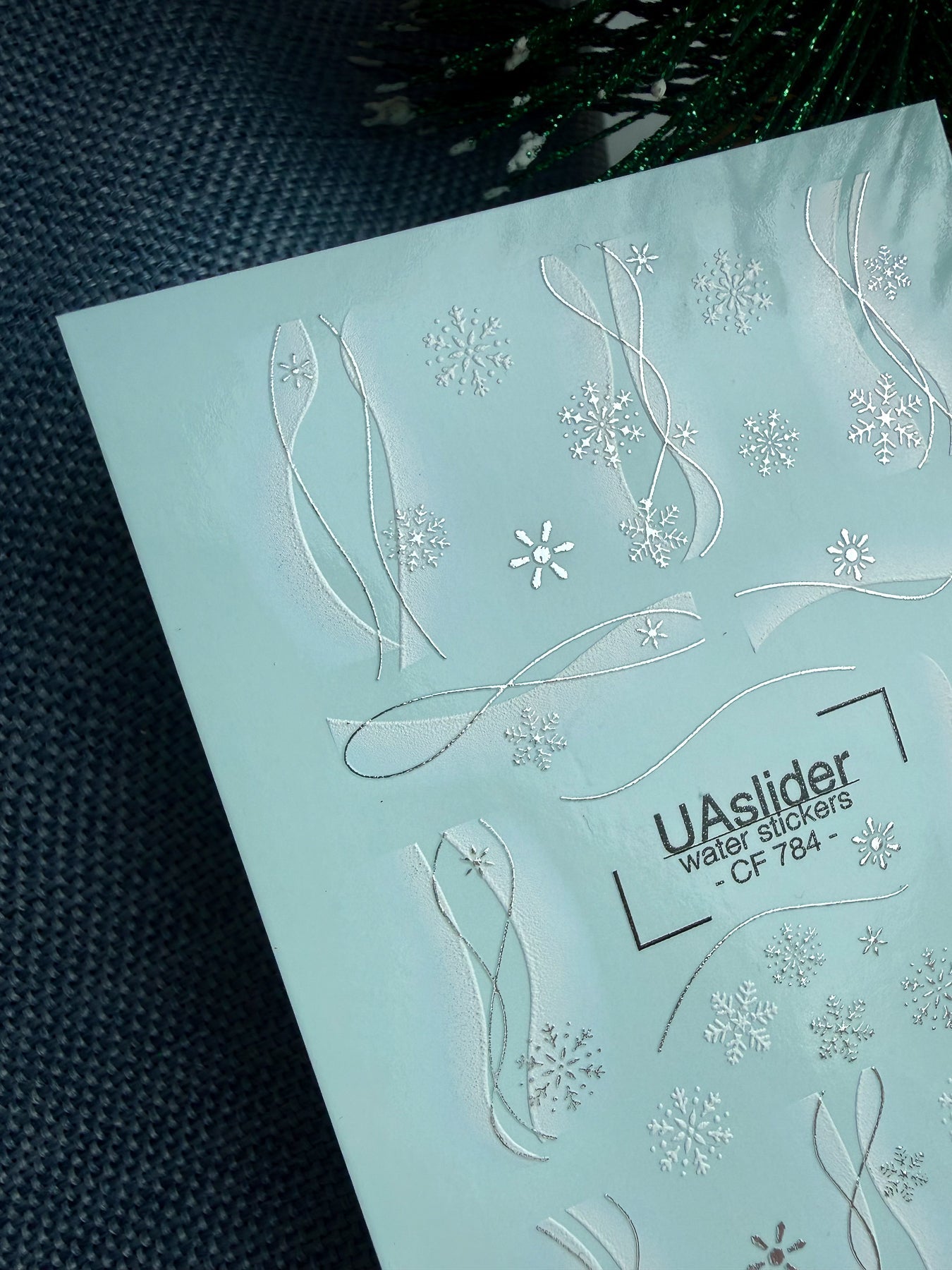 Snowflake & Ribbon Wave Nail Decals — Silver Foil Winter | CF - 784 - UASLIDER